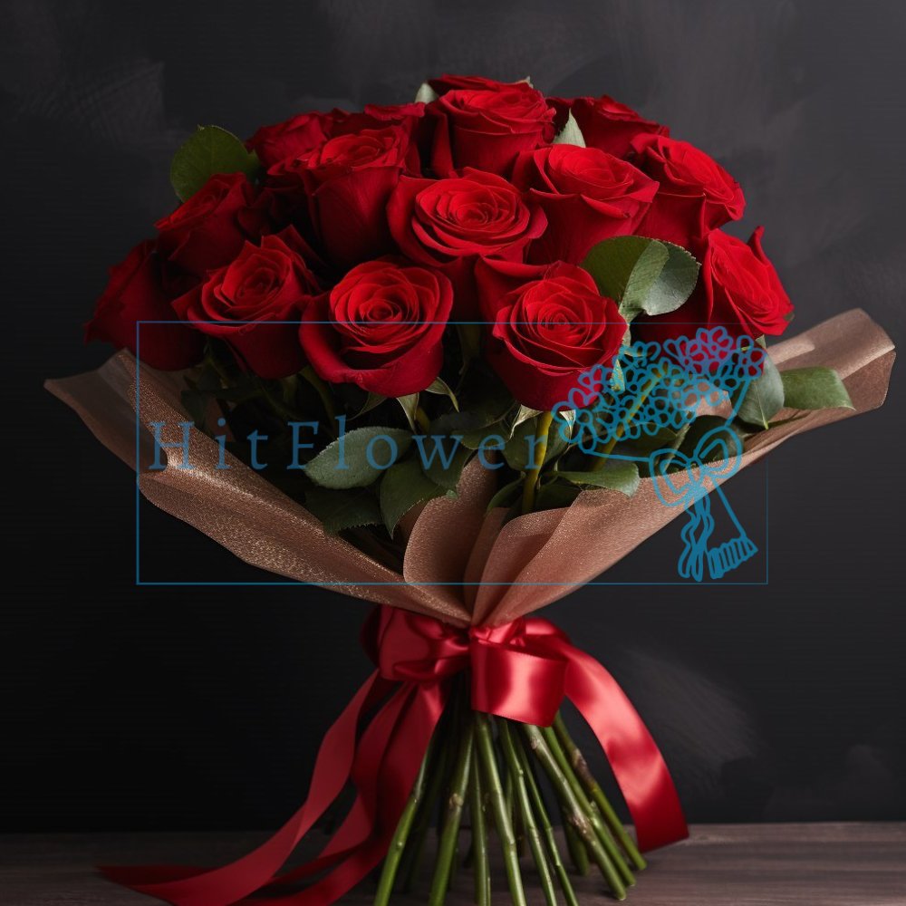 Букет 21 красная роза Букет роз 21 красная роза